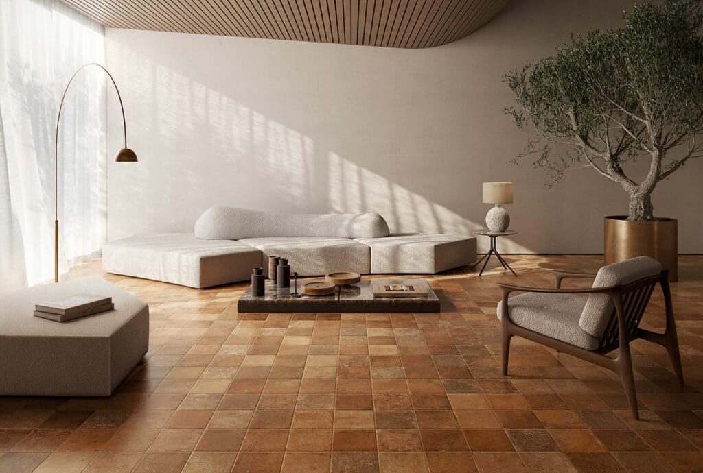 Σαλόνι με πλακάκια δαπέδου terracotta Cotto Del Campiano | Αφοί Δελή