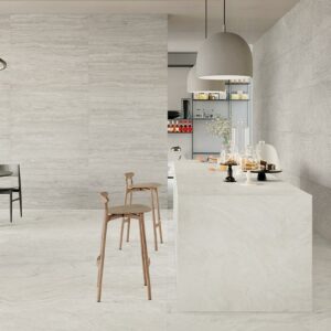 Κουζίνα με πλακάκια τοίχου σαν πέτρα Unique Travertine | Αφοί Δελή