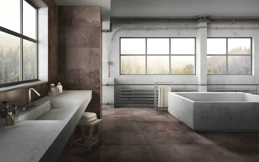 Bathroom with metal tiles | Afoi Deli Alchimia metal tile | Afoi Deli